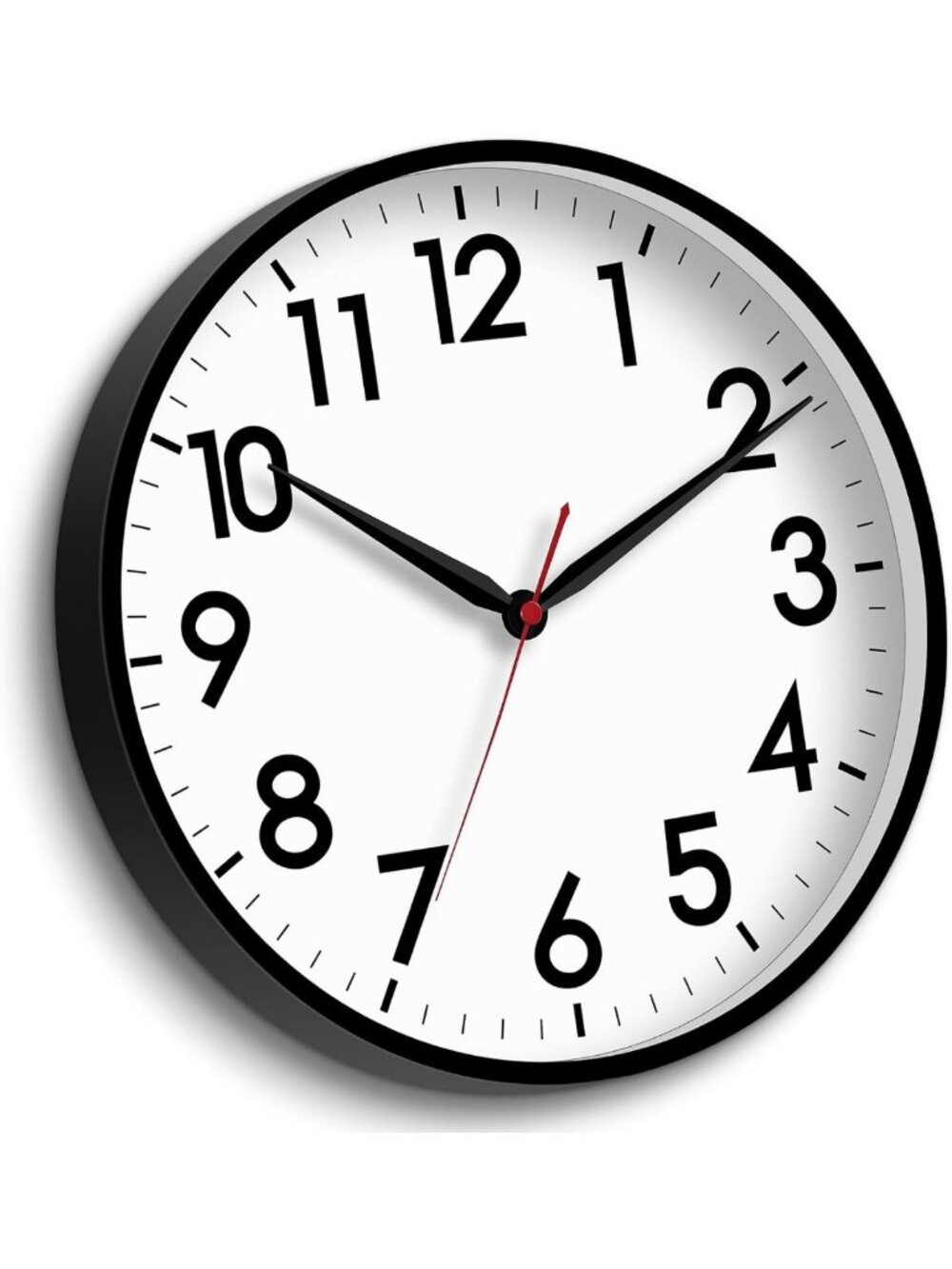16-Inch Silent Battery Operated Wall Clock - Modern Analog Design, Black Finish